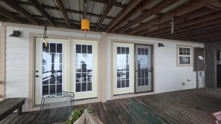 Siding and trim around porch doors